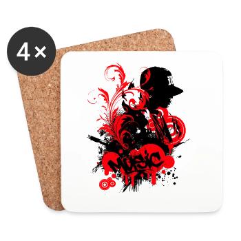 Graffiti Hip Hop Music Red On Black - Coasters (set of 4) - white - Front
