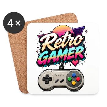 Retro Gamer Neon - Coasters (set of 4) - white - Front