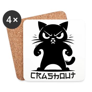 Crashout Cat – Angry Cat Trend Design - Coasters (set of 4) - white - Front