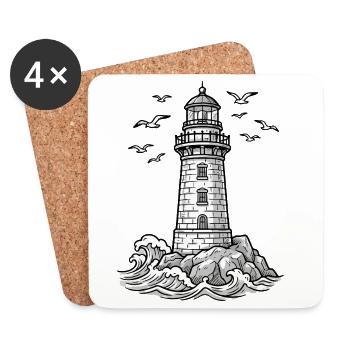 Moin Moin Norden - Maritimes Norddeutsch Design - Untersetzer (4er-Set) - Weiß - Vorne