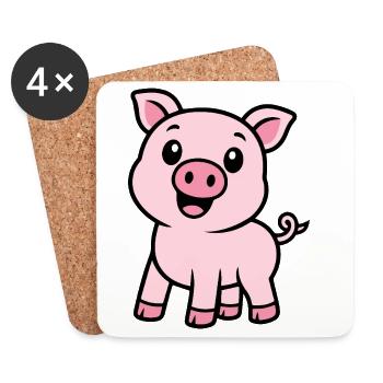 Laughing pink piggy - Coasters (set of 4) - white - Front