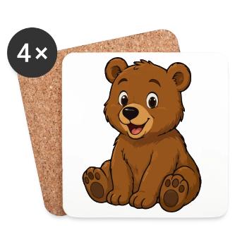 Cuddly Bear Cartoon – Cute Bear - Coasters (set of 4) - white - Front