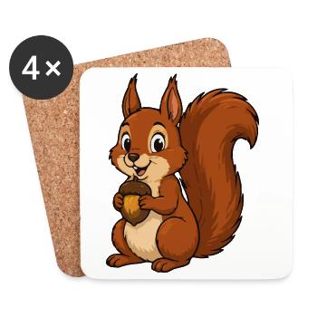 Squirrel with acorn - Coasters (set of 4) - white - Front