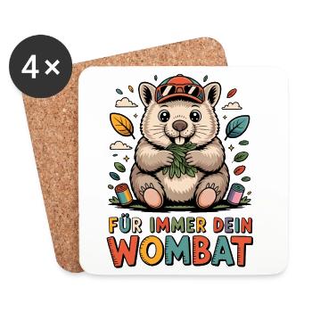 Wombat mit Blättern – Für Immer Dein - Untersetzer (4er-Set) - Weiß - Vorne