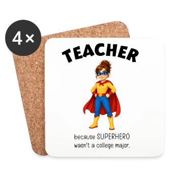 Gift Teacher Superheroine - Coasters (set of 4) - white - Front