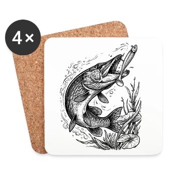 Pike on a softbait | Classic Collection - Coasters (set of 4) - white - Front