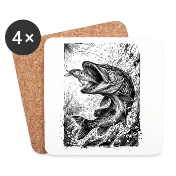 Pike on the Wobbler | Classic Collection - Coasters (set of 4) - white - Front