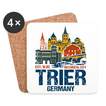 Historical Trier Germany City Skyline Novelty - Coasters (set of 4) - white - Front