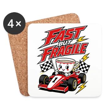 Café de course rapide mais fragile - Dessous de verre (lot de 4) - blanc - Devant