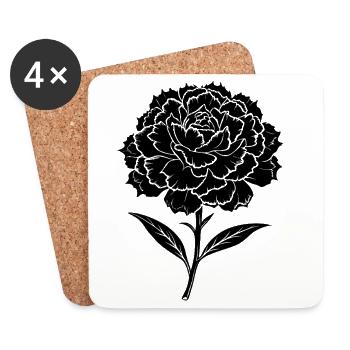 Carnation Flower - Coasters (set of 4) - white - Front