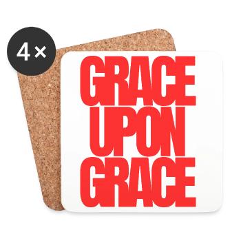 Grace Upon Grace Red Typography Christian Quote - Coasters (set of 4) - white - Front