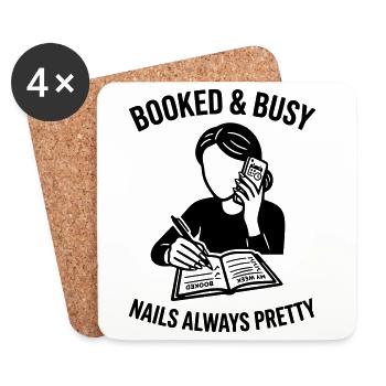 booked and busy nails pretty - Coasters (set of 4) - white - Front