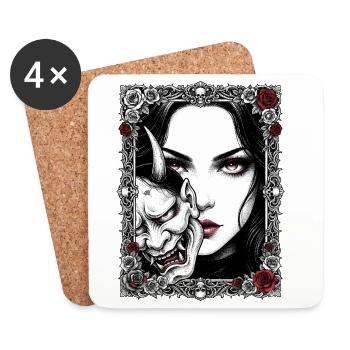 Gothic Mask Portrait - Coasters (set of 4) - white - Front