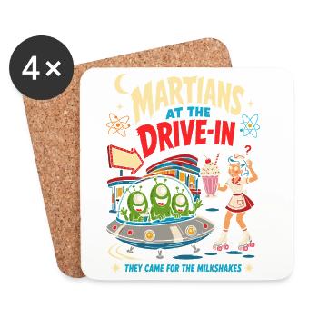 Martiens au Drive-In Diner - Dessous de verre (lot de 4) - blanc - Devant
