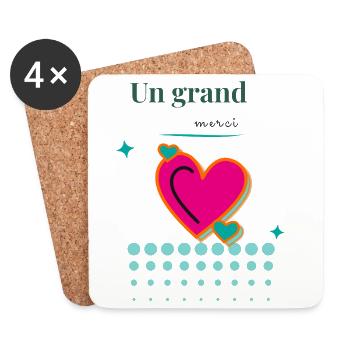 MERCI. MAÎTRESSE. MAÎTRE. MERCI MAÎTRESSE. MARIAGE - Dessous de verre (lot de 4) - blanc - Devant