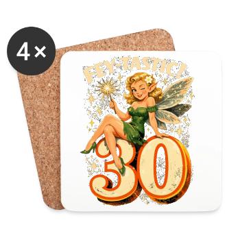 Fey-tastic : Fée et Elfe rétro du 30e anniversaire - Dessous de verre (lot de 4) - blanc - Devant