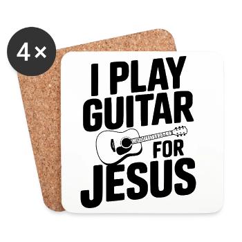 Je joue de la guitare pour Jésus - Dessous de verre (lot de 4) - blanc - Devant