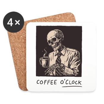 Heure du café - Dessous de verre (lot de 4) - blanc - Devant
