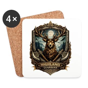 Crête du Cerf Gardien des Highlands - Dessous de verre (lot de 4) - blanc - Devant