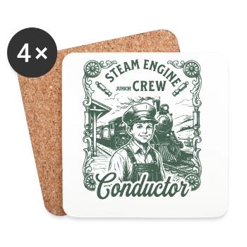 Steam Railway Engineer Conductor Vintage - Coasters (set of 4) - white - Front