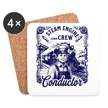 Chemise vintage de conducteur de locomotive à vapeur pour enfant - Dessous de verre (lot de 4) - blanc - Devant