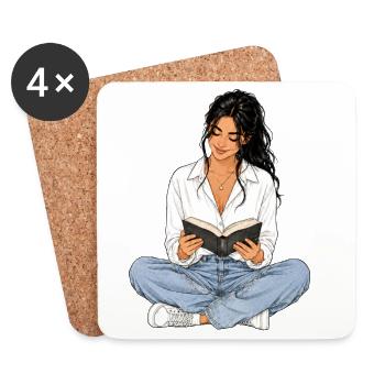 Reading is my time-out – Bücherliebe Booklover - Coasters (set of 4) - white - Front