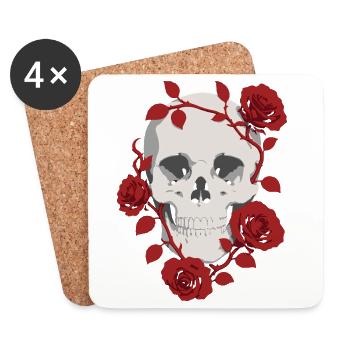 Crâne de Rose Cramoisie - Dessous de verre (lot de 4) - blanc - Devant