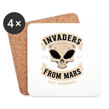 Invaders From Mars - Untersetzer (4er-Set) - Weiß - Vorne