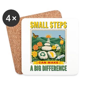 Small steps, big impact - Coasters (set of 4) - white - Front