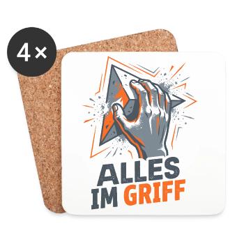 Bouldern & Klettern - Alles im Griff Spruch - Untersetzer (4er-Set) - Weiß - Vorne
