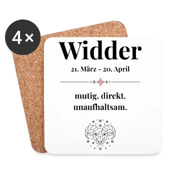 Widder Sternzeichen Eigenschaften - Untersetzer (4er-Set) - Weiß - Vorne
