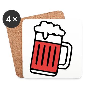 Roter Bierkrug Schaum Icon - Untersetzer (4er-Set) - Weiß - Vorne