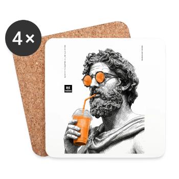 Thinking and drinkin - Untersetzer (4er-Set) - Weiß - Vorne