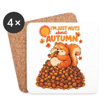 Nuts About Autumn | Dickes Eichhörnchen Design - Untersetzer (4er-Set) - Weiß - Vorne