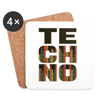 Techno - Untersetzer (4er-Set) - Weiß - Vorne