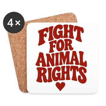 Fight For Animal Rights Retro - Untersetzer (4er-Set) - Weiß - Vorne