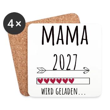 Werdende Mama 2027 – Schwangerschaft Verkünden - Untersetzer (4er-Set) - Weiß - Vorne