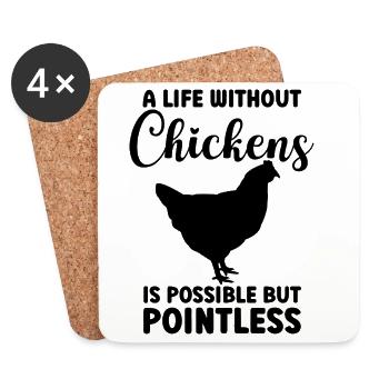 Huhn Statement Humor - Untersetzer (4er-Set) - Weiß - Vorne