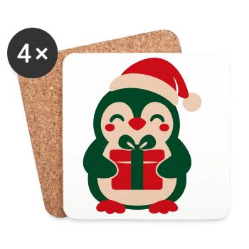 Pinguin Geschenk Clipart - Untersetzer (4er-Set) - Weiß - Vorne