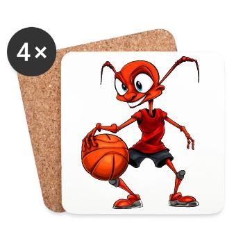 Ameisen Basketball / B-Ball Ameise - Untersetzer (4er-Set) - Weiß - Vorne