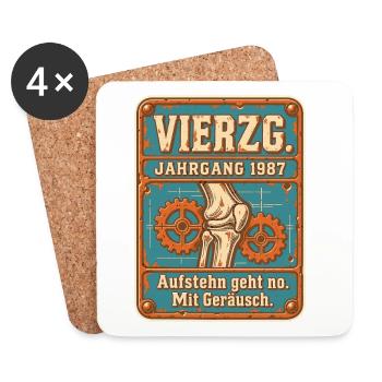 Vierzg Jahrgang 1987 - Untersetzer (4er-Set) - Weiß - Vorne
