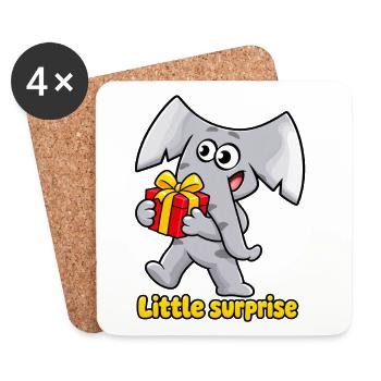 Kleine Überraschung Charlie, der Elefant - Untersetzer (4er-Set) - Weiß - Vorne