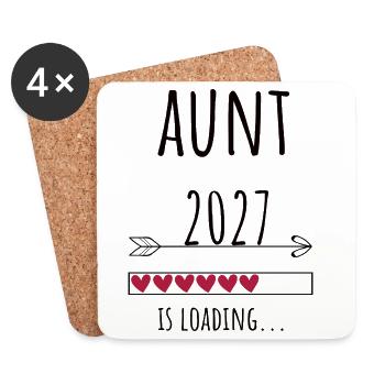 Pregnancy Announcement – Tante 2027 Geschenk - Untersetzer (4er-Set) - Weiß - Vorne