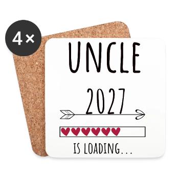 Pregnancy Announcement – Onkel 2027 Geschenk - Untersetzer (4er-Set) - Weiß - Vorne