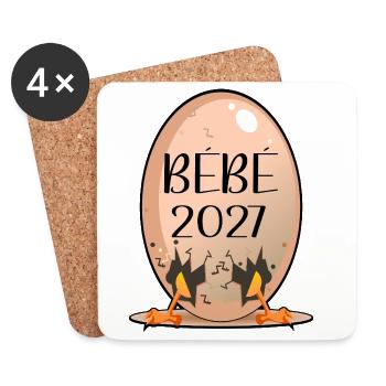 Hühner 2027 - Untersetzer (4er-Set) - Weiß - Vorne