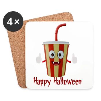 Frohen Halloween-Cola-Becher - Untersetzer (4er-Set) - Weiß - Vorne