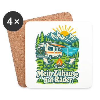Mein Zuhause hat Räder Wohnmobil - Untersetzer (4er-Set) - Weiß - Vorne
