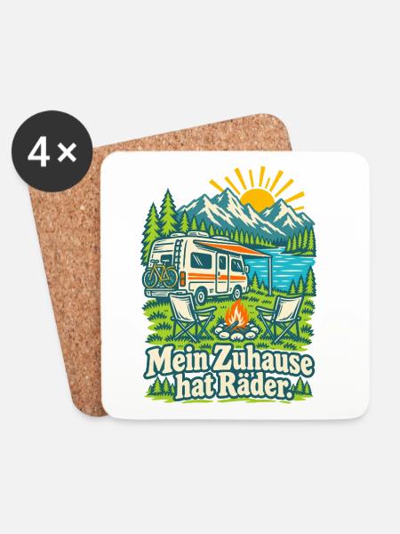 Mein Zuhause hat Räder Wohnmobil - Untersetzer (4er-Set) - Weiß
