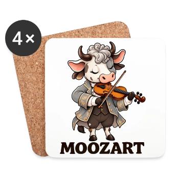 Cute Cow Mozart Wortspiel Klassische Musik Geiger Kunst - Untersetzer (4er-Set) - Weiß - Vorne