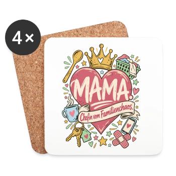 Mama Chefin vom Familienchaos - Untersetzer (4er-Set) - Weiß - Vorne